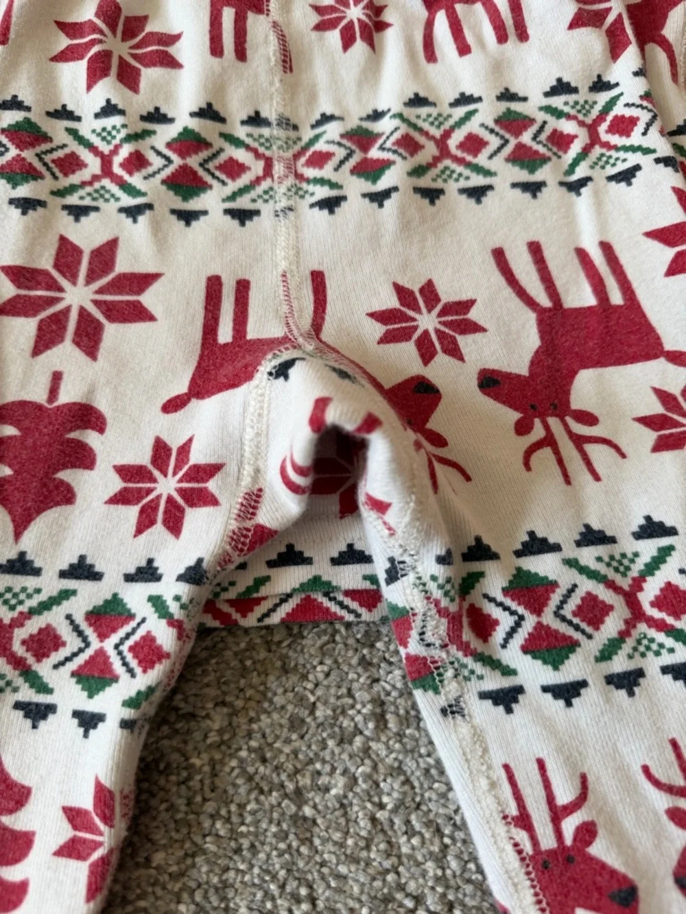 Hanna Andersson Long John Pajama Set in Dear Deer Red White Fair Isle Size 2